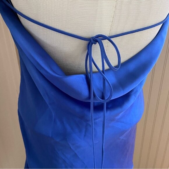 ZARA Cobalt Blue Satin Mini Dress Women’s Size Small - Picture 3 of 7